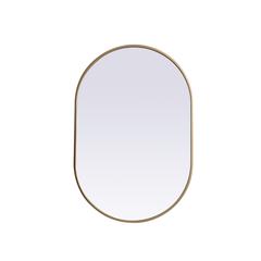 Metal Frame Oval Mirror 24x36 Inch in Brass