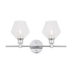 Gene 2 light Chrome and Clear glass Wall sconce
