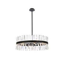 Serephina 32 inch crystal round chandelier light in black