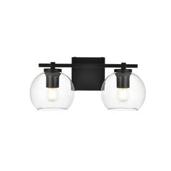 Juelz 2 light Black and Clear Bath Sconce