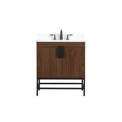 30 inch Single bathroom vanity in walnut with backsplash
