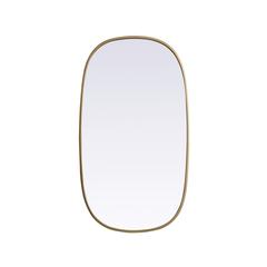 Metal Frame Oval Mirror 20x36 Inch in Brass