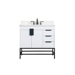 36 inch Single bathroom vanity in white with backsplash