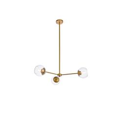 Briggs 32 inch pendant in brass with clear shade