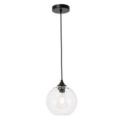 Cashel 1 light Black and Clear glass pendant
