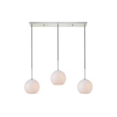 Baxter 3 Lights Chrome Pendant With Frosted White Glass