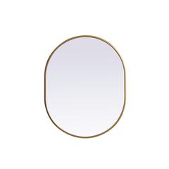 Metal Frame Oval Mirror 24x30 Inch in Brass