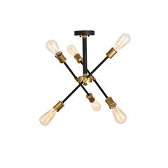 Axel Collection Flushmount D17.1 H16.6 Lt:6 Black and Brass Finish