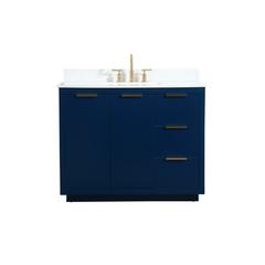 42 inch Single bathroom vanity in blue with backsplash