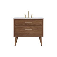 36 inch bathroom vanity in Walnut Brown