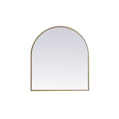 Metal Frame Arch Mirror 27x30 Inch in Brass