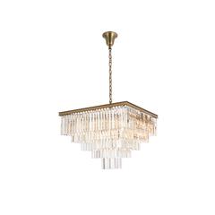 Sydney 34 inch square crystal chandelier in satin gold