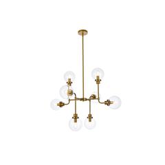 Hanson 8 lights pendant in brass with clear shade