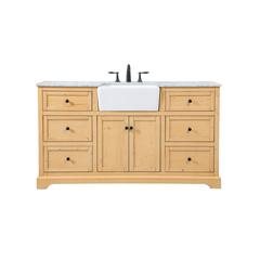 60 inch Single bathroom vanity in natural wood
