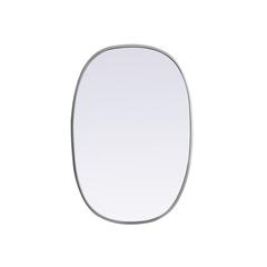 Metal Frame Oval Mirror 20x30 Inch in Silver