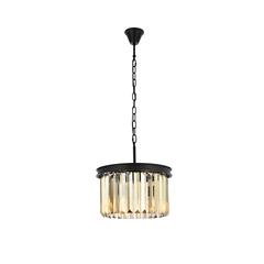 Sydney 3 light Matte Black Pendant Golden Teak (Smoky) Royal Cut Crystal