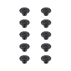 Corio 0.9" Diameter Matte Black Mushroom Knob Multipack (Set of 10)
