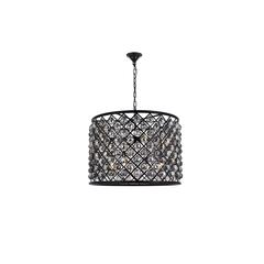 Madison 8 light Matte Black Chandelier Silver Shade (Grey) Royal Cut Crystal