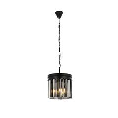 Sydney 3 light Matte Black Pendant Silver Shade (Grey) Royal Cut Crystal