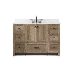 48 inch Single bathroom vanity in natural oak with backsplash