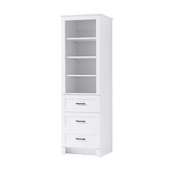 20 Inch Bath Storage Glass Cabinet  in White