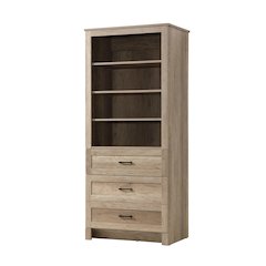 28 Inch Bath Storage Glass Cabinet  in Natural Oak
