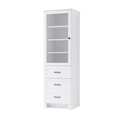 20 Inch Bath Storage Glass Cabinet  in White