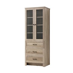 24 Inch Bath Storage Glass Cabinet  in Natural Oak