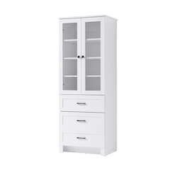 24 Inch Bath Storage Glass Cabinet  in White