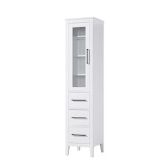 16 Inch Bath Storage Glass Cabinet in White
