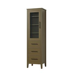 20 Inch Bath Storage Glass Cabinet in Chestnut Brown