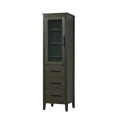 20 Inch Bath Storage Glass Cabinet in Mocha Brown