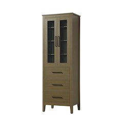 24 Inch Bath Storage Glass Cabinet in Chestnut Brown