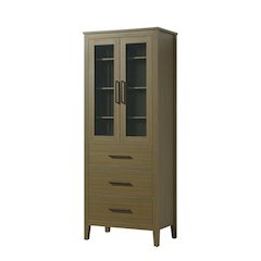 28 Inch Bath Storage Glass Cabinet in Chestnut Brown