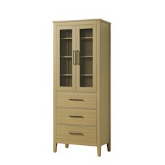 28 Inch Bath Storage Glass Cabinet in Honey Brown