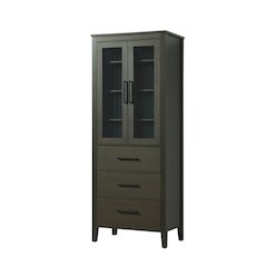 28 Inch Bath Storage Glass Cabinet in Mocha Brown