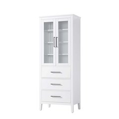 28 Inch Bath Storage Glass Cabinet in White