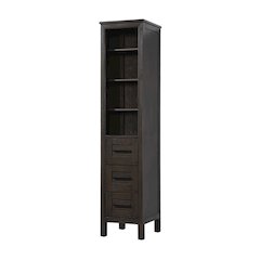 16 Inch Open Shelving Bath Storage Cabinet in Chocolate Oak