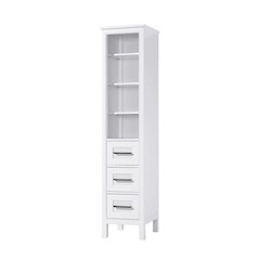 16 Inch Open Shelving Bath Storage Cabinet in White