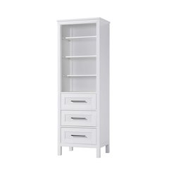 24 Inch Open Shelving Bath Storage Cabinet in White