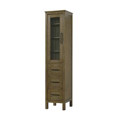 16 Inch Bath Storage Glass Cabinet in Hazel Oak