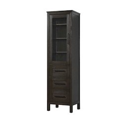 20 Inch Bath Storage Glass Cabinet in Chocolate Oak