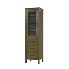 20 Inch Bath Storage Glass Cabinet in Hazel Oak
