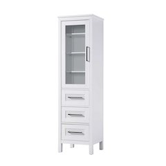 20 Inch Bath Storage Glass Cabinet in White