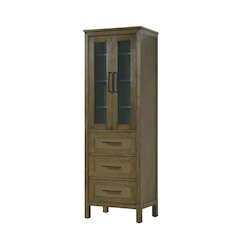 24 Inch Bath Storage Glass Cabinet in Hazel Oak