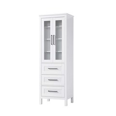 24 Inch Bath Storage Glass Cabinet in White