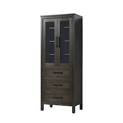 28 Inch Bath Storage Glass Cabinet in Chocolate Oak