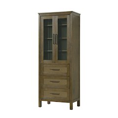 28 Inch Bath Storage Glass Cabinet in Hazel Oak