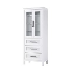 28 Inch Bath Storage Glass Cabinet in White