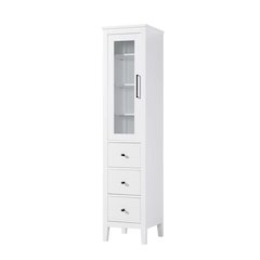 16 Inch Bath Storage Glass Cabinet in White